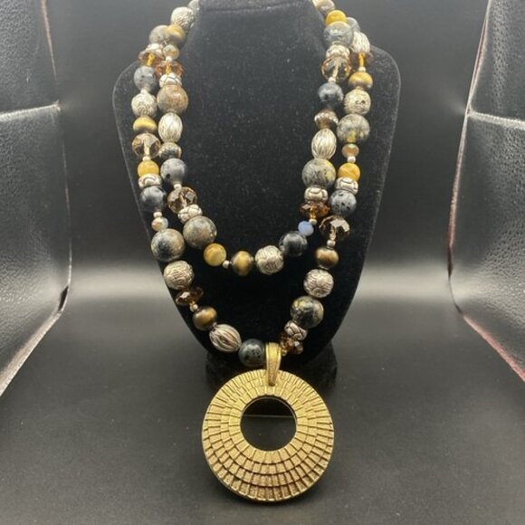 Premier Designs Necklace Bracelet Set Top Notch Pendant Reversible Gold Silver - Picture 3 of 16